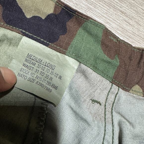 Military Trousers Men M Long Woodland Camouflage Pattern Hot Weather Combat - Picture 4 of 8